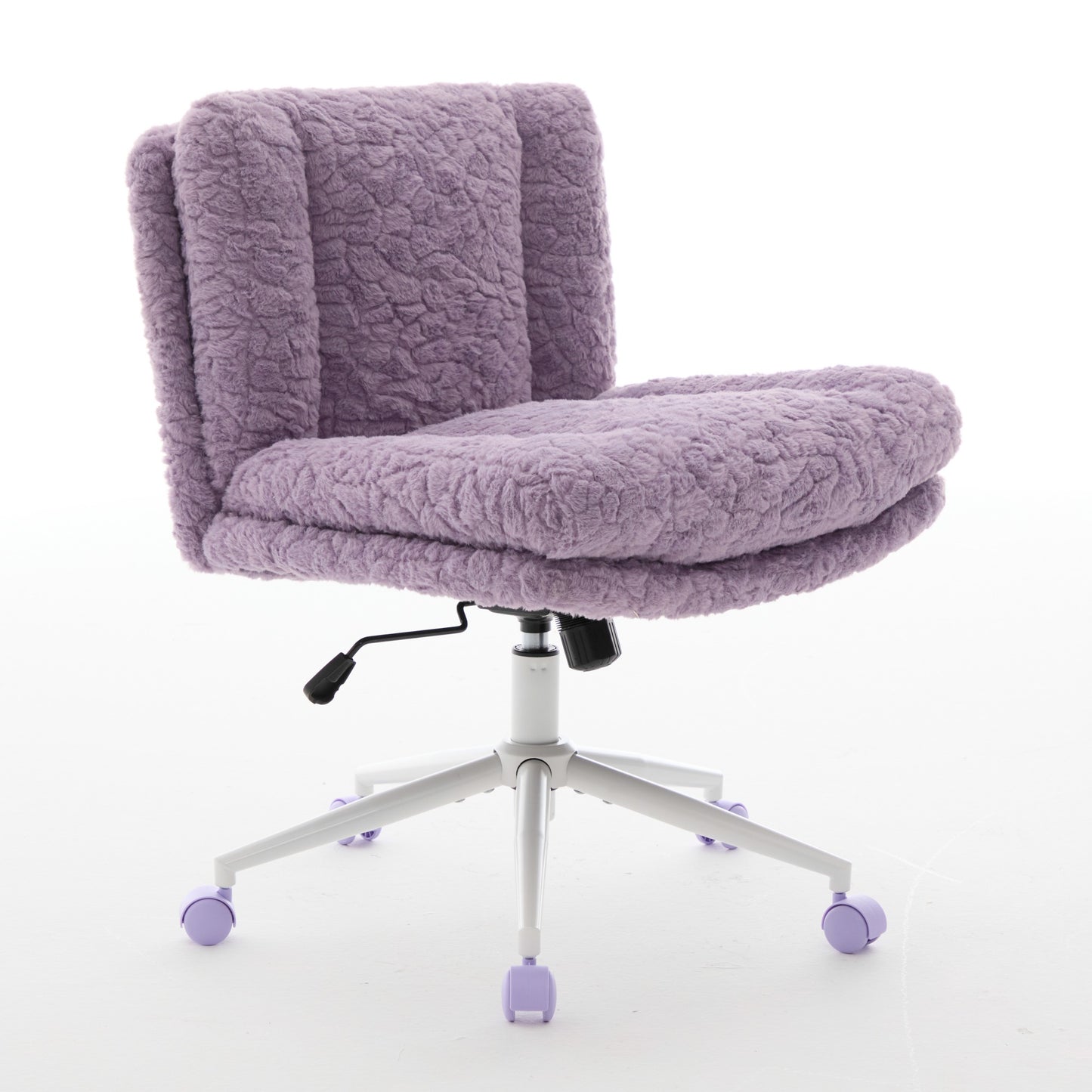 W26.4 Inch Wider Seat Office Chair,Artificial Rabbit Hair Home Office Chair With Metal Base,Adjustable Desk Chair Swivel Office Chair,Vanity Chair  Violet
