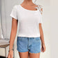 New Solid Color Stitching Fashion Lace T-shirt Women's Top
