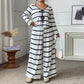 Striped Top With Tie Details Paired With Casual Loose-fitting Plus-size Wide-leg Pants