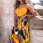 Summer New Commuter Two-piece Printed Lace-up Wide-leg Pants Suit