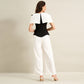 Elegant Commuter Black-and-White Color-Block Shirt Set