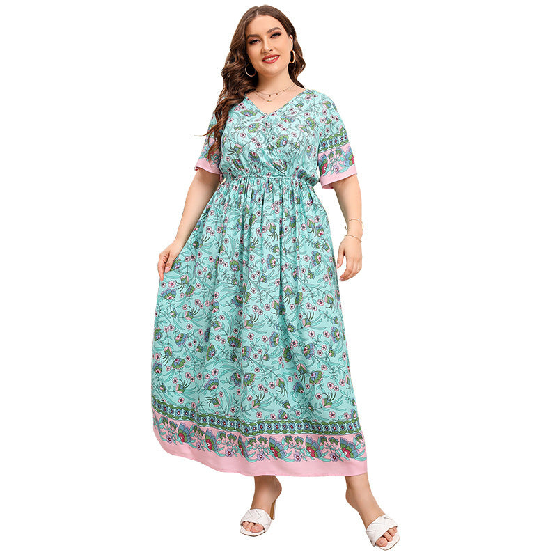 Loose V-neck High Waist Dress
