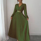 Women's Solid-color Casual Chic V-neck Dress