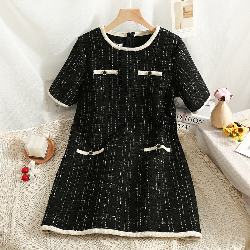 Retro Tweed Plaid Loose-fitting Short Skirt For Women