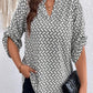 Women's Shirt V-neck Long Sleeve Temperament Printed Slimming Top