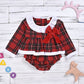 Fashion Red Plaid Long Sleeve One Piece