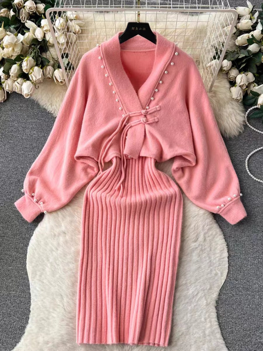 Women's Two-Piece Set V-Neck Slip Dress