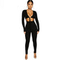 Solid Color Lace-up Hollow Long-sleeved Skinny Jumpsuit