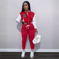 Letter Color Matching Jacket Single-breasted Letter Printed Baseball Uniform Sports Suit