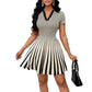 European And American Women's Clothing V-neck Striped Dress