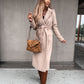 Woolen Coat Simple Fashion V-neck Lace Up Long Coat For Women