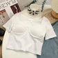 Square Neck Clavicle Short Sleeve T-Shirt Ladies
