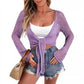 Beach Cover-up Hollow Out Long Sleeve Lace-up Sweater Top For Women