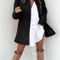 Clean Color Slim Long Sleeve Pocket Woolen Women's Coat