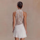 New Neck-hanging Lace-spliced Satin Dress Short Skirt