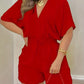 Casual V-neck Jumpsuit, Ruffled Jumpsuit
