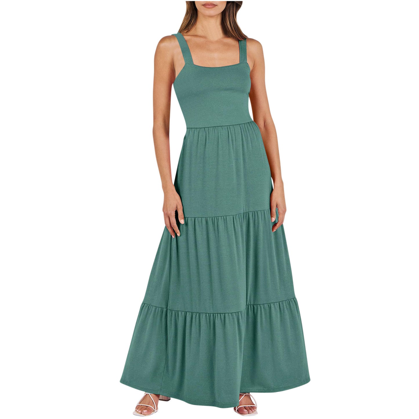 Robe sans manches à bretelles spaghetti et poches pour femme