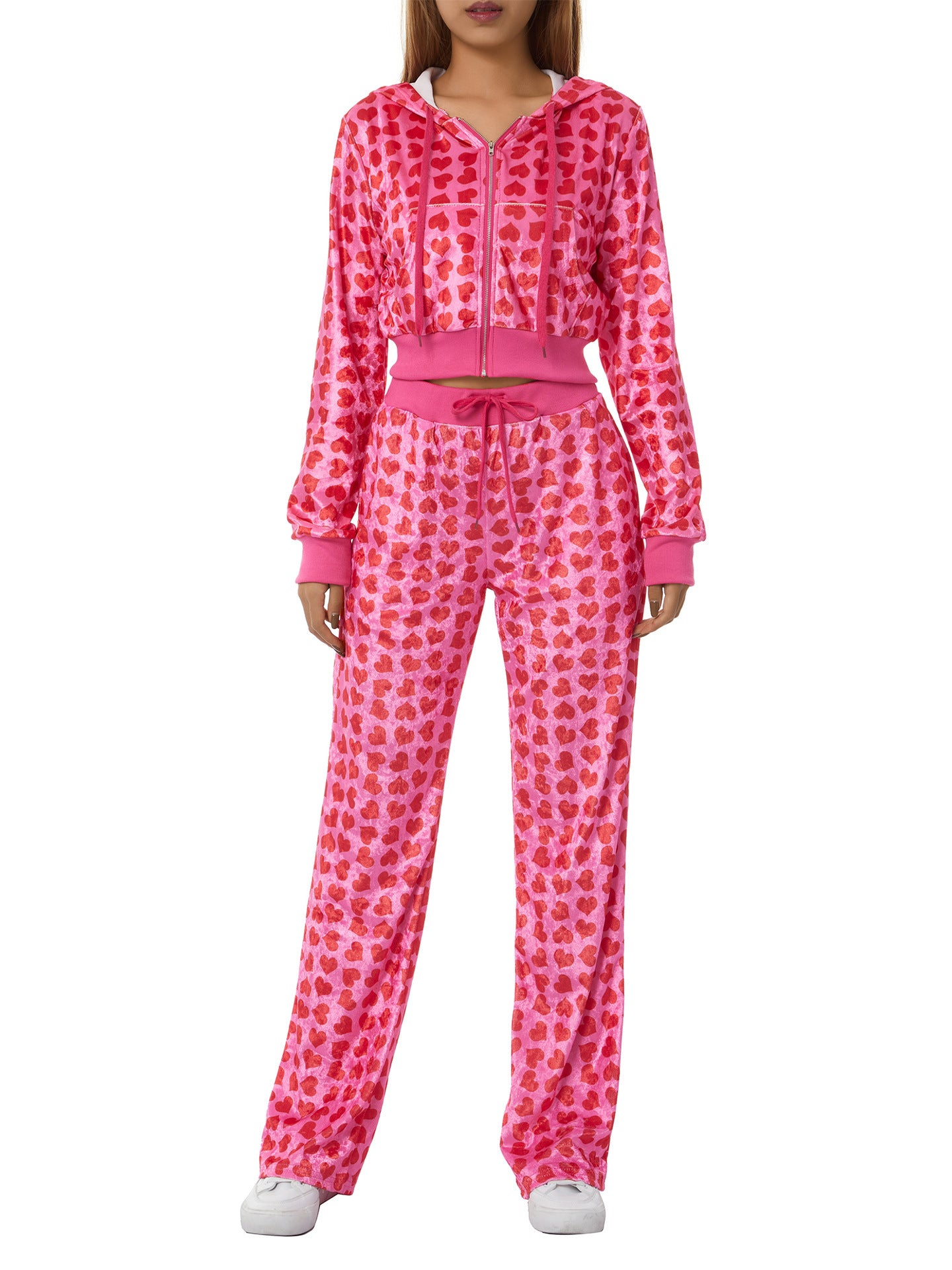 Velvet Love Printed Hooded Sweater Fashion Suit Women