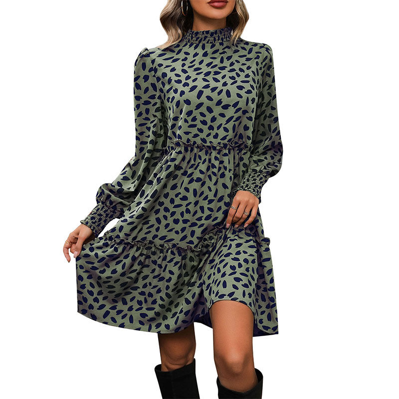 Leopard Print Long Sleeve Dress