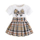 Top Plaid Bow Plaid Skirt Fashion Baby Girl Two-piece Set
