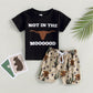 Boys' Printed Letters Round Neck Short Sleeve Shorts Suit