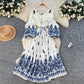 Women's Court-Style Printed Minimalist Lace-Up Dress