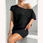 Solid-color Form-fitting Dress With A One-shoulder Design And Long Sleeves
