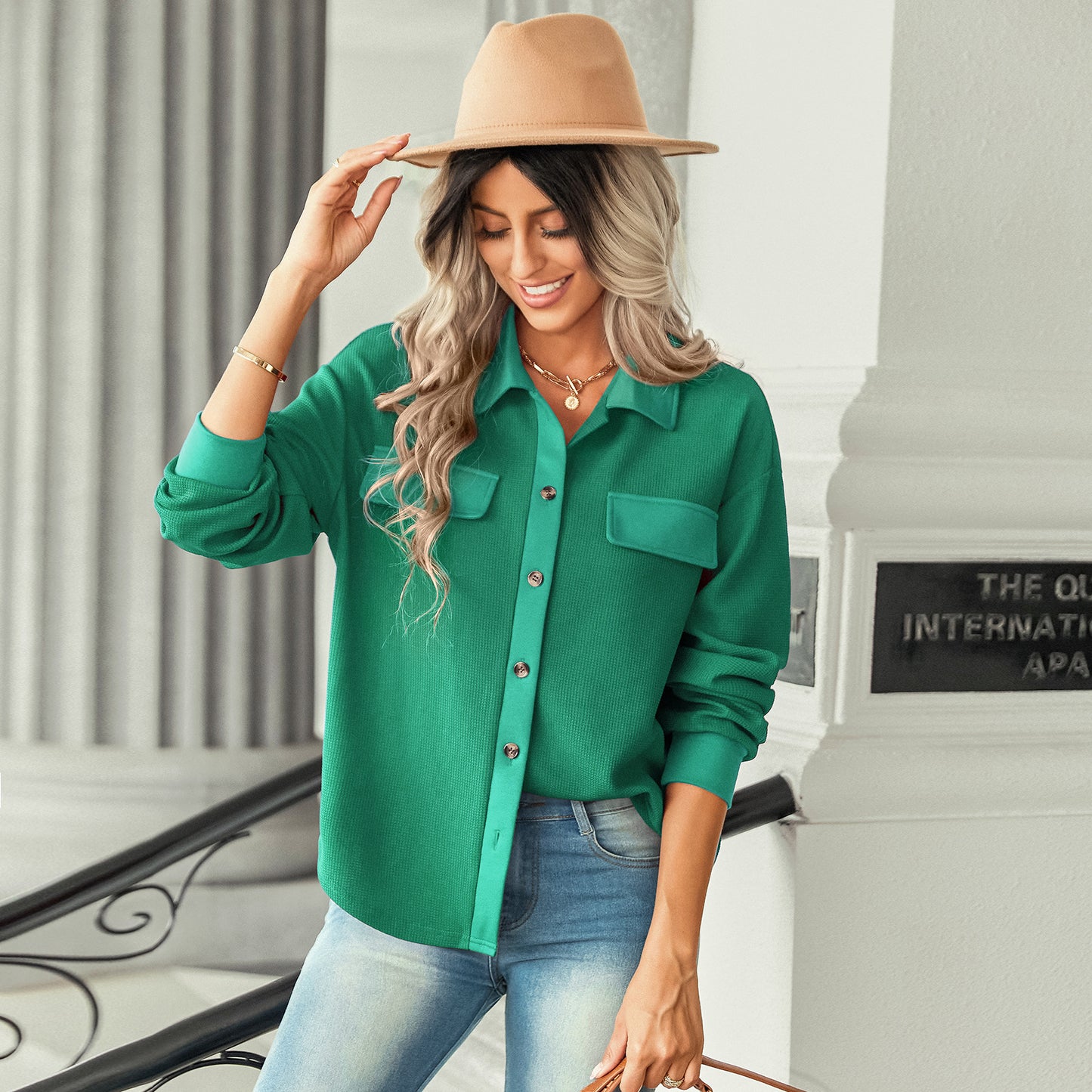 Women's Waffle Top Knit Shirt