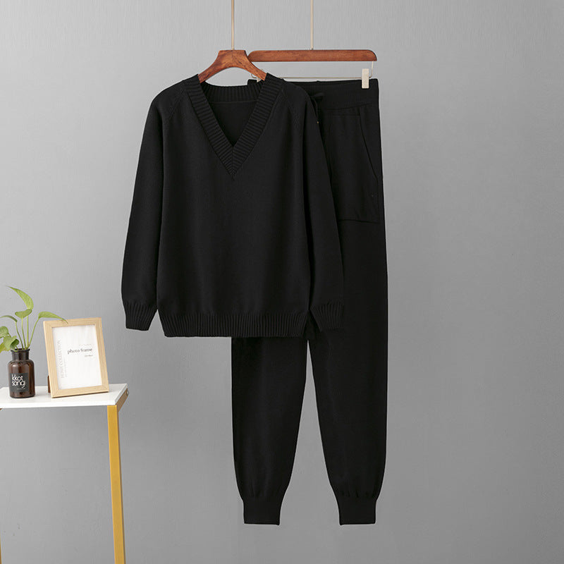 Women's Casual Sweater Harem Pants Suit