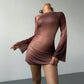 Robe imprimée à double épaisseur pour femme, taille ajustée
