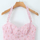 Rose Halter Mid-length Dress