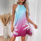 Gradient Color Printed Halter Women's Clothing Dress