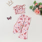 Ensemble bandeau et pantalon à pattes d'éléphant pour fille, haut à taille haute et bretelles