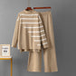 Striped Temperament Knitted Two-piece Turtleneck Sweater Loose Casual