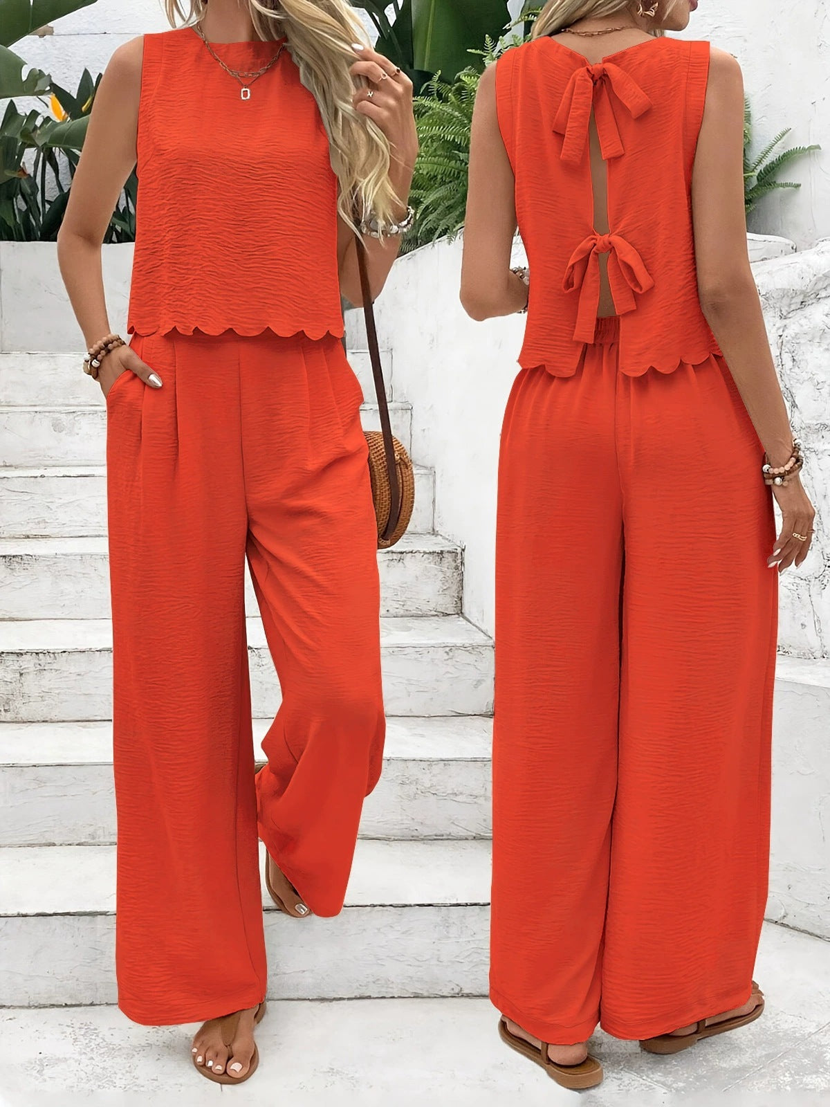 Women's Clothing Sleeveless Vest Casual Trousers Suit