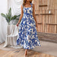 Sleeveless Lace Printing Fashion Midi Dress