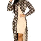 Two-piece Long Sleeve Printed Turtleneck Suit Women