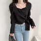 Women's Temperament Square Collar Shirt With Long Sleeves