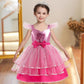 Girl's Simple Cartoon Printed Mesh Dress