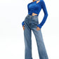 2023 New Pure Color Round Necklads Long Sleeves Long -sleeved Pumping Hole Casual Clothes
