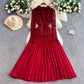 French Chic Lace-Patchwork Notch-Neckline Formal Dress