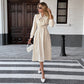 New Elegant Retro Style Bow Collar Long Sleeve Waist Dress