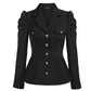 Veste tendance pour femme avec revers et ourlet à volants