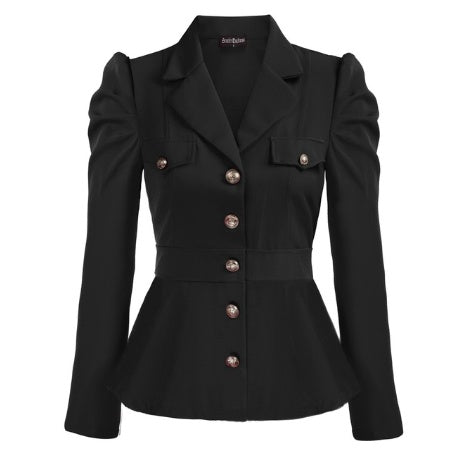Veste tendance pour femme avec revers et ourlet à volants