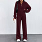 Autumn And Winter New European And American Women's Casual Loose Zip Top And Trousers Two-piece Set