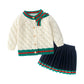 Ensemble cardigan et jupe en coton tricoté pour bébé fille