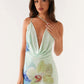 Womens Dress New Style Boat Neck One-Shoulder Crossbody Sexy Printed Dress
