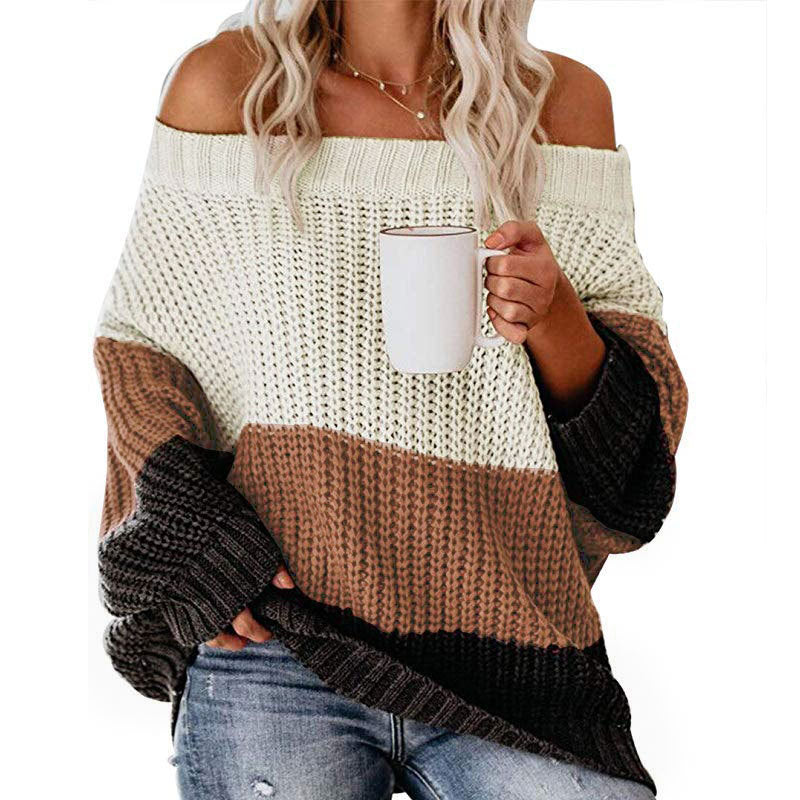 Tricots à rayures et patchwork décontractés et amples pour femmes