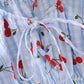 Women's Fashion Cherry Print Plaid Slim Top