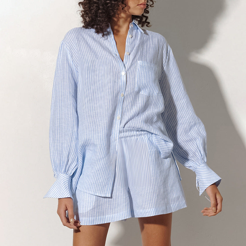 Chemise rayée en pur coton, tenue décontractée